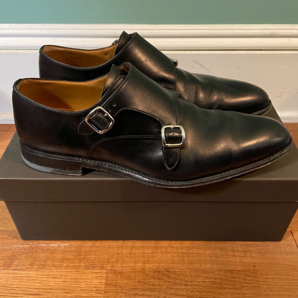 Men’s Bally Black Leather Double Monk Strap US Size 9D